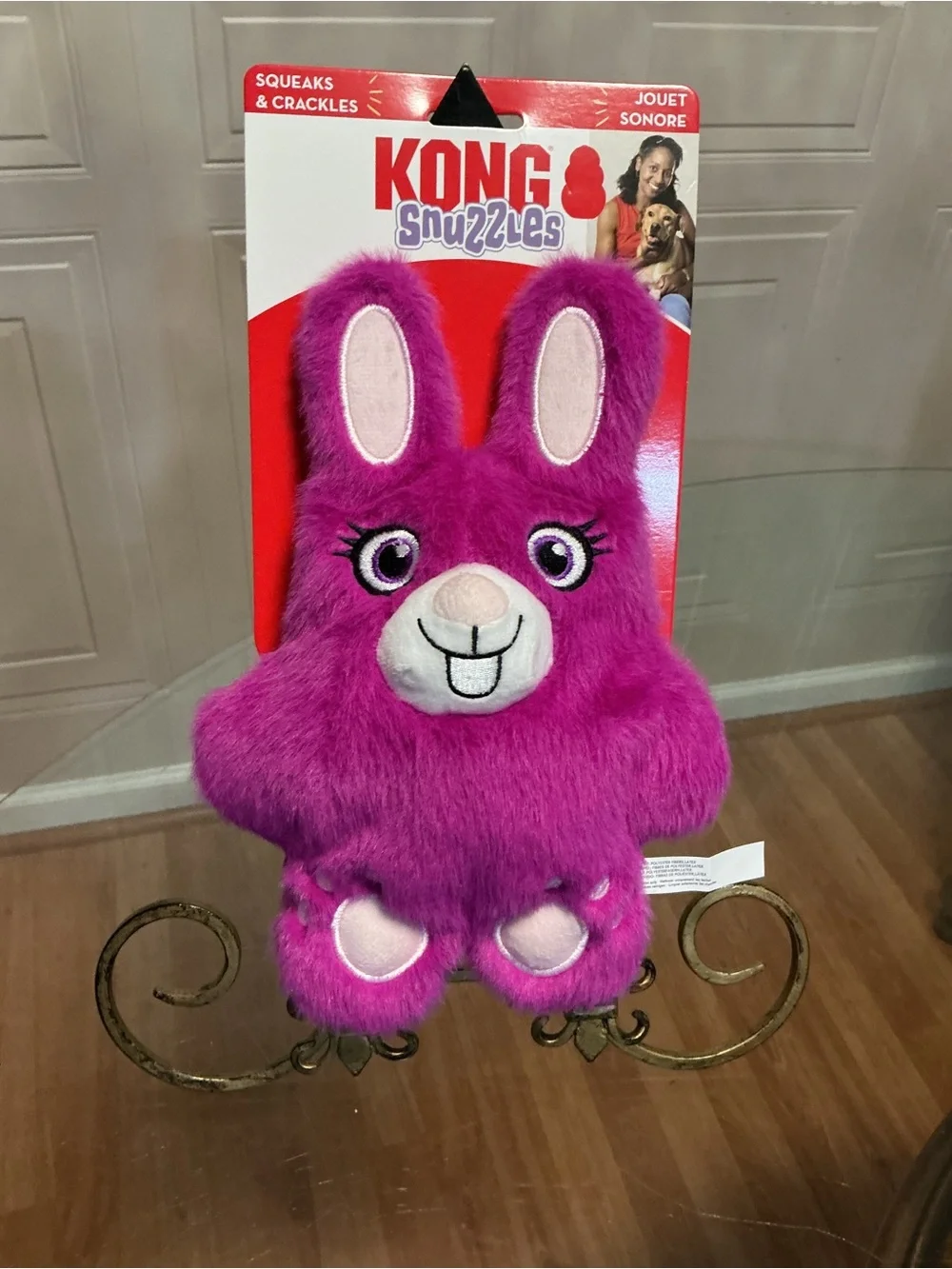 Kong Snuzzles Bunny Plush Dog Toy Squeaky Medium Crinkly Comfort